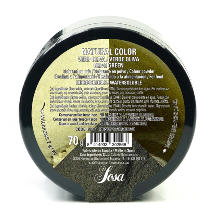 SOSA Olive Green Hydrosoluble Natural Colouring Powder (70g)