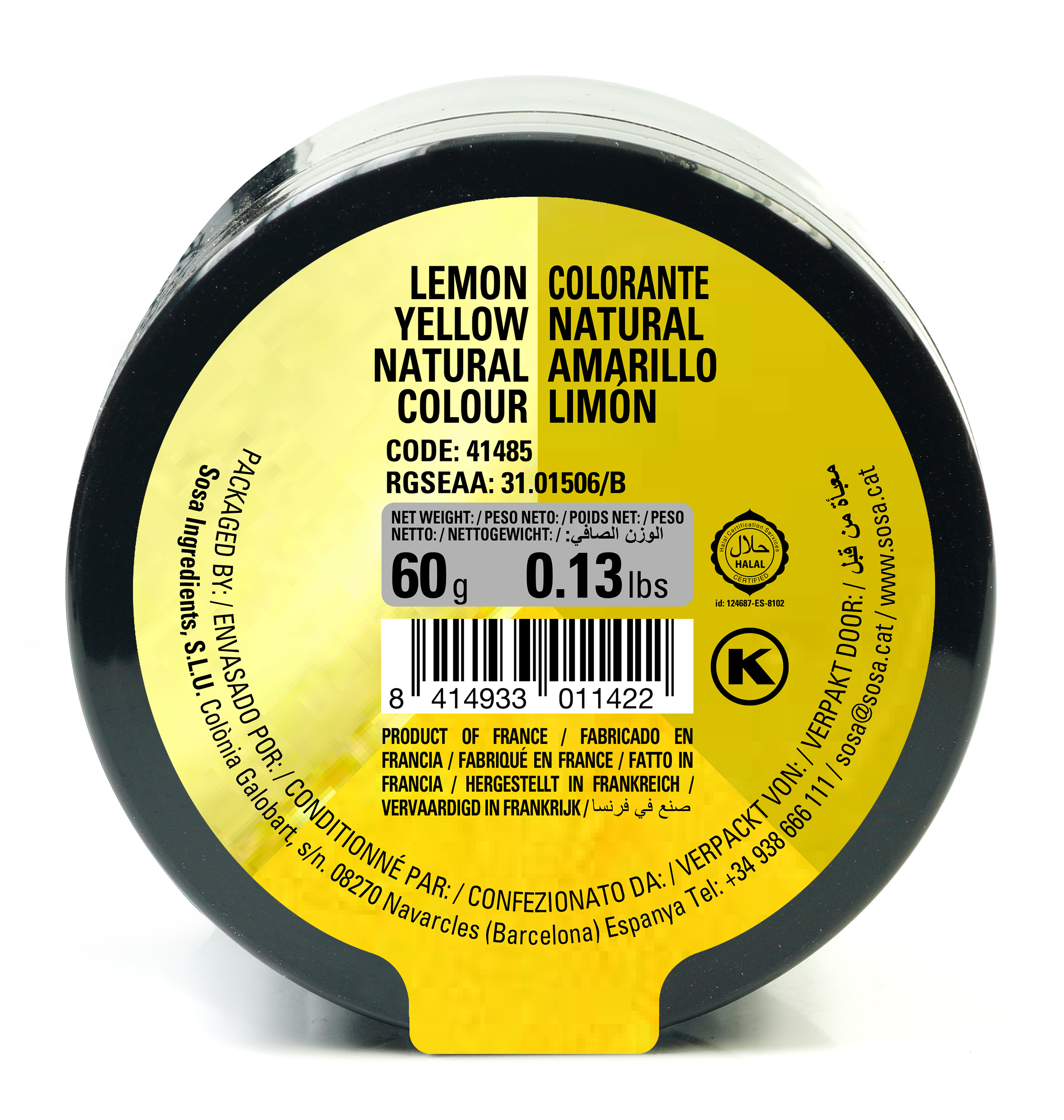 SOSA Lemon Yellow Hydrosoluble Natural Colouring Powder (60g)