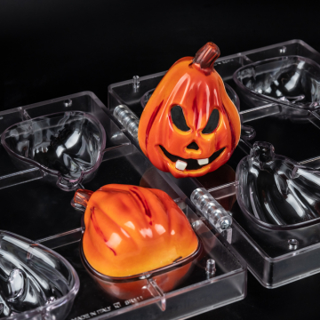 Bob 3D Pumpkin set of two BPA Free Polycarbonate Chocolate Moulds With Clips