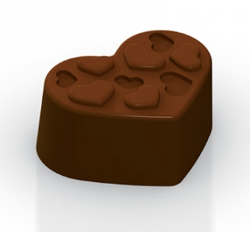 Chocolat Form Heart Shaped Praline with Heart Patterns Polycarbonate Chocolate Mould