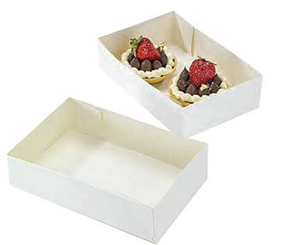 Mallard Ferriere White Cardboard Box for Petits-Fours (no lid) - 22cm x 14cm x 6cm - pack of 100