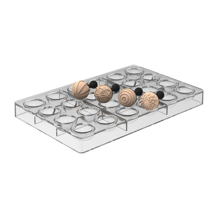 Silikomart Tritan mouldN24 dia31 H16mm +4 stamps by Home Chocolate Factory - professional pastry and chocolate equipment