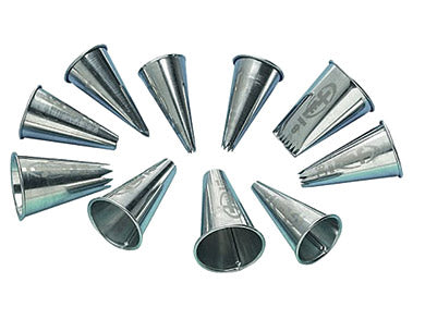 Mallard Ferriere Stainless Steel Piping Nozzles (Set of 10 Patissier Nozzles) by Home Chocolate Factory - professional pastry and chocolate equipment