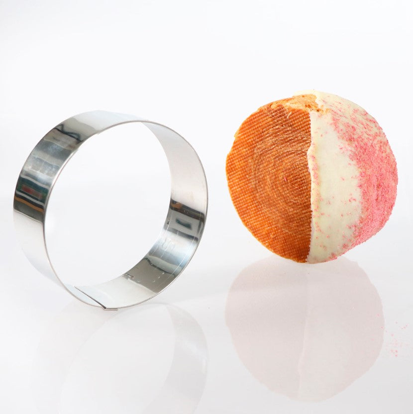 Martellato Round New York Roll Stainless Steel Ring - ø 100 mm x H 35 mm by Home Chocolate Factory - professional pastry and chocolate equipment