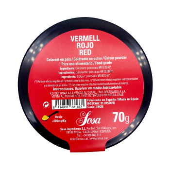 SOSA Hydrosoluble Colouring Powder Red (70g) by Home Chocolate Factory - professional pastry and chocolate equipment
