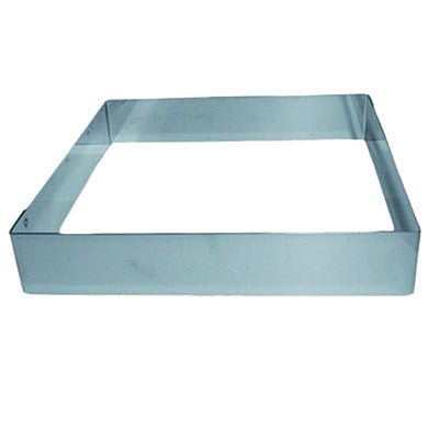 Mallard Ferriere Square Stainless Steel Entremet Frame 20cm x 20cm x 3.5cm high (single) by Home Chocolate Factory - professional pastry and chocolate equipment