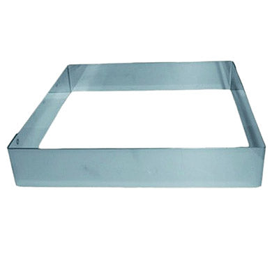 Mallard Ferriere Square Stainless Steel Mousse Frame 18cm x 18cm x 4.5cm high (single) by Home Chocolate Factory - professional pastry and chocolate equipment