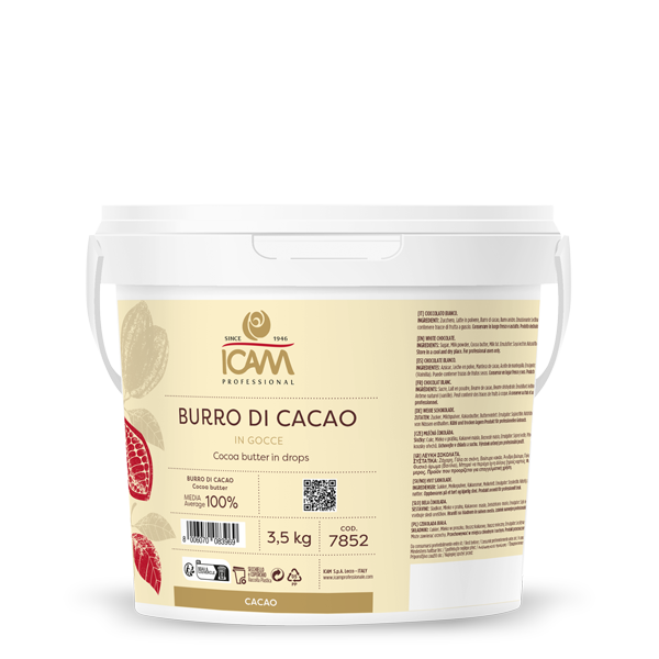 ICAM Deodorised Cocoa Butter in Drops 3.5kg Tub