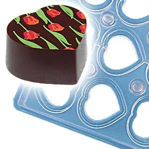 Heart Praline Magnetic Chocolate Transfer Mould by Home Chocolate Factory - professional pastry and chocolate equipment
