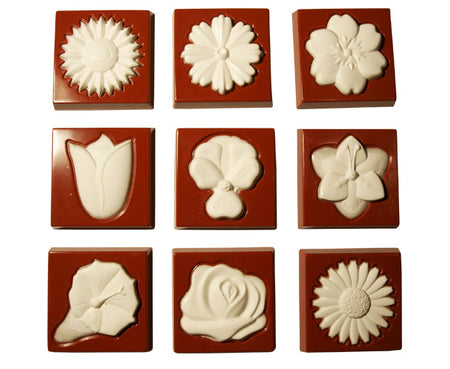 Cabrellon 63g - Set of 9 x 7g Flower Tasting Bars Polycarbonate Chocolate Mould by Home Chocolate Factory - professional pastry and chocolate equipment