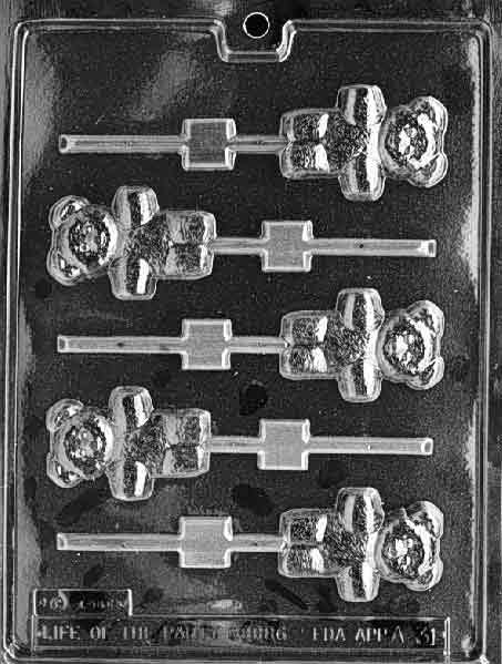 Small Teddy Lollipop Chocolate Mould by Home Chocolate Factory - professional pastry and chocolate equipment