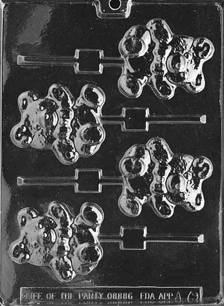 Teddy Bear Lollipops Chocolate Mould by Home Chocolate Factory - professional pastry and chocolate equipment