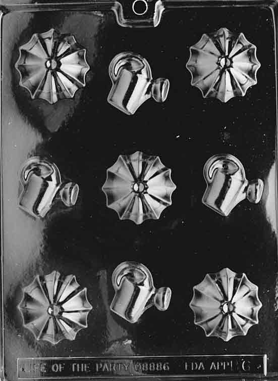 Umbrellas & Shower Mints Chocolate Mould by Home Chocolate Factory - professional pastry and chocolate equipment
