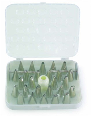 Martellato Stainless Steel Piping Nozzle Box - 26 pieces by Home Chocolate Factory - professional pastry and chocolate equipment