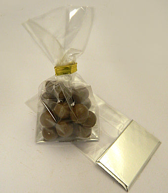 Small Clear Block Bottomed Chocolate Bag with Silver Card Base by Home Chocolate Factory - professional pastry and chocolate equipment