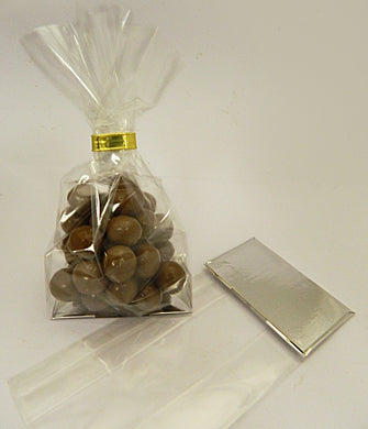 Medium Clear Block Bottomed Chocolate Bag with Silver Card Base by Home Chocolate Factory - professional pastry and chocolate equipment