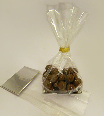 Large Clear Block Bottomed Chocolate Bag with Silver Card Base by Home Chocolate Factory - professional pastry and chocolate equipment