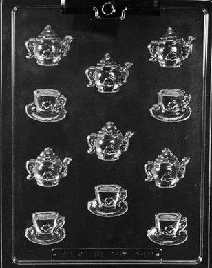 Tea Cup and Tea Pot Assortment Chocolate Mould by Home Chocolate Factory - professional pastry and chocolate equipment