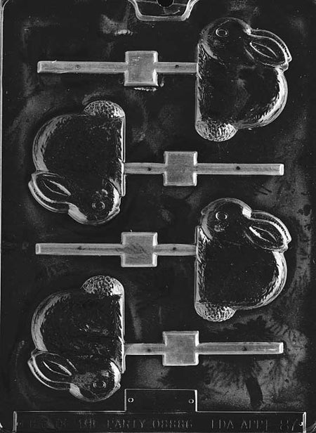 Crouching Easter Bunny Lollipop Chocolate Mould by Home Chocolate Factory - professional pastry and chocolate equipment