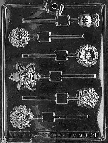 Assorted Flowers Lollipop Chocolate Mould by Home Chocolate Factory - professional pastry and chocolate equipment