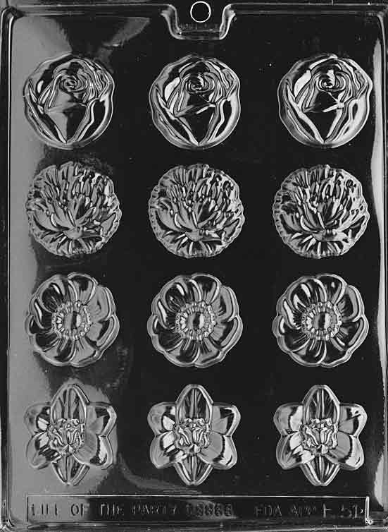 Round Flower Mints Chocolate Mould by Home Chocolate Factory - professional pastry and chocolate equipment