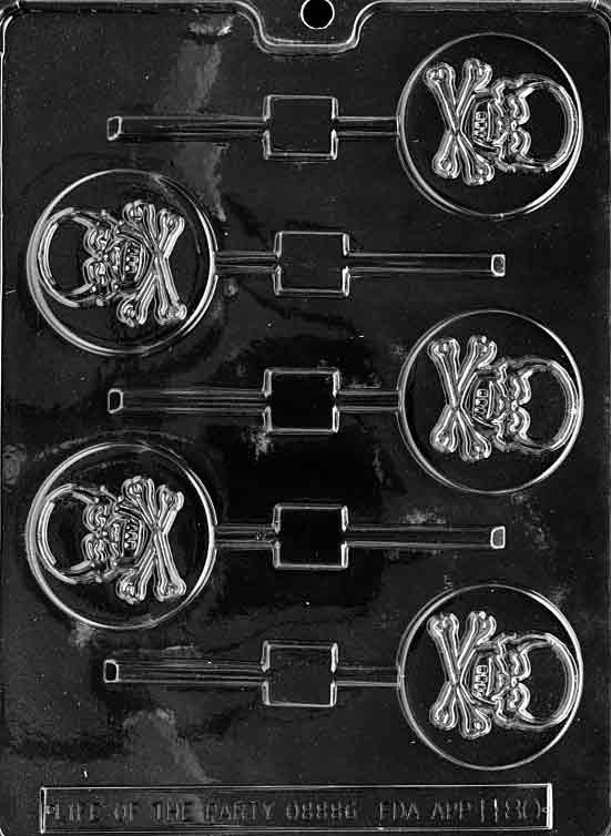 Skull and Crossbones Lollipop Chocolate Mould by Home Chocolate Factory - professional pastry and chocolate equipment