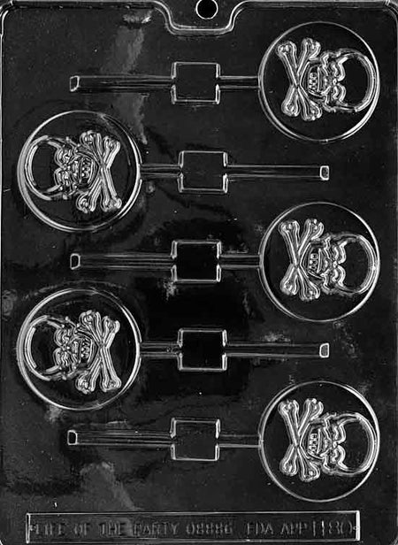 Skull and Crossbones Lollipop Chocolate Mould by Home Chocolate Factory - professional pastry and chocolate equipment