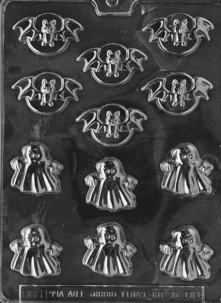 Bats and Ghosts Chocolate Mould by Home Chocolate Factory - professional pastry and chocolate equipment