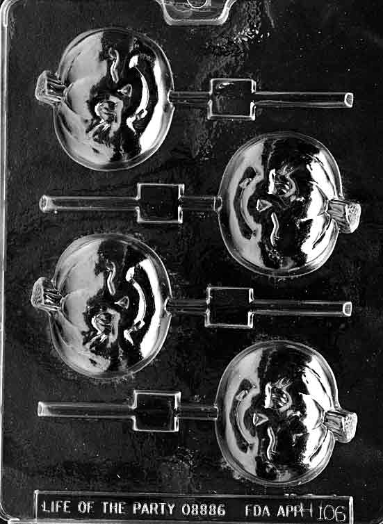 Winking Pumpkin Lollipop Chocolate Mould by Home Chocolate Factory - professional pastry and chocolate equipment