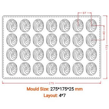 Implast Oval Swirl Praline Polycarbonate Chocolate Mould by Home Chocolate Factory - professional pastry and chocolate equipment