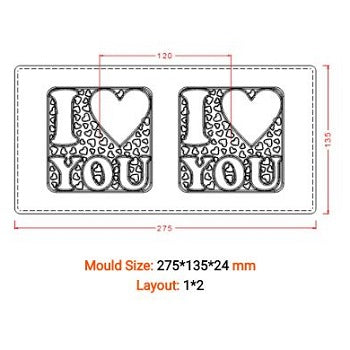 Implast 80g I Love You Bar Polycarbonate Chocolate Mould by Home Chocolate Factory - professional pastry and chocolate equipment