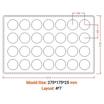 Implast Ø32 Button Polycarbonate Chocolate Mould by Home Chocolate Factory - professional pastry and chocolate equipment