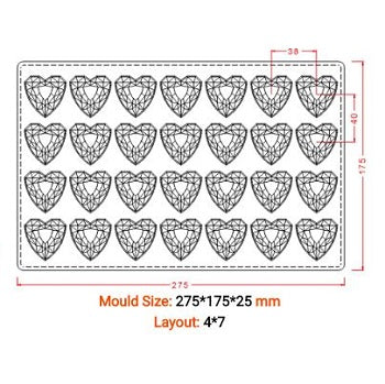 Implast Faceted Heart Praline Polycarbonate Chocolate Mould by Home Chocolate Factory - professional pastry and chocolate equipment