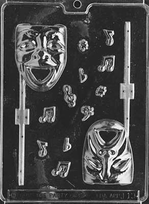 Comedy and Tragedy Masks Chocolate Mould by Home Chocolate Factory - professional pastry and chocolate equipment
