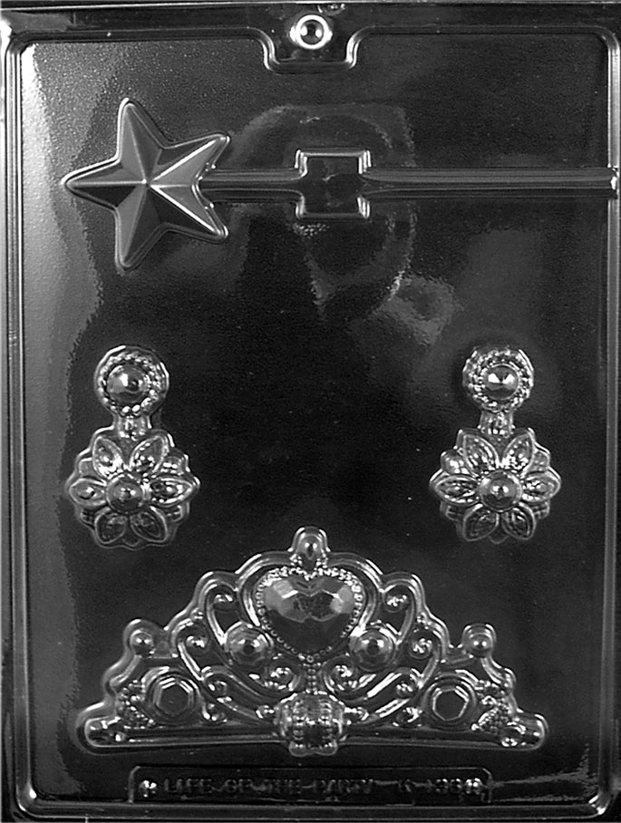 Princess Kit (Crown, Earrings and Wand) Chocolate Mould by Home Chocolate Factory - professional pastry and chocolate equipment
