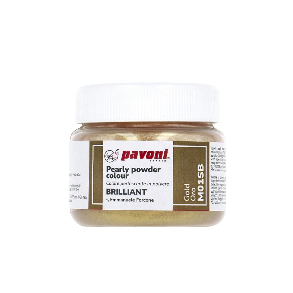 Pavoni Brilliant Metallic Colour Powder - Gold by Home Chocolate Factory - professional pastry and chocolate equipment