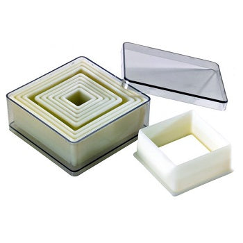 Set of 9 Plain Square Exoglass Dough Cutters by Home Chocolate Factory - professional pastry and chocolate equipment