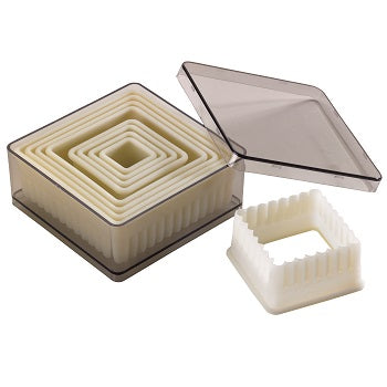 Set of 9 Square Fluted Exoglass Dough Cutters by Home Chocolate Factory - professional pastry and chocolate equipment