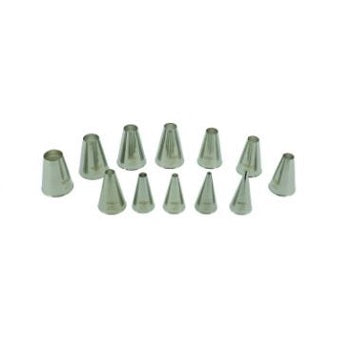 Mallard Ferriere Box Of 12 Plain Piping Nozzles S/Steel by Home Chocolate Factory - professional pastry and chocolate equipment