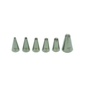 Mallard Ferriere Box Of 6 Fluted Piping Nozzles S/Steel by Home Chocolate Factory - professional pastry and chocolate equipment