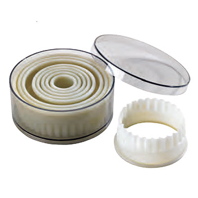 Set of 9 Fluted round exoglass cutters by Home Chocolate Factory - professional pastry and chocolate equipment