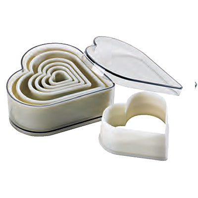 Set of 7 Heart plain dough cutters by Home Chocolate Factory - professional pastry and chocolate equipment