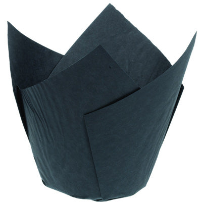 200 Black Tulipcup Baking Cups 80mm high by Home Chocolate Factory - professional pastry and chocolate equipment