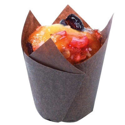 200 Brown Tulipcup Baking Cups 80mm high by Home Chocolate Factory - professional pastry and chocolate equipment