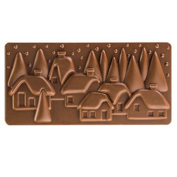Pavoni 100g Xmas Village Polycarbonate Chocolate Bar Mould By Fabrizio Fiorani by Home Chocolate Factory - professional pastry and chocolate equipment