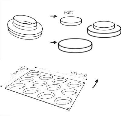 Pavoni 'Mono' Gianluca Fusto Oval Monoportion Professional Silicon Mould & Cutter by Home Chocolate Factory - professional pastry and chocolate equipment