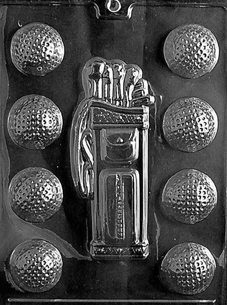 Golf Caddy and Balls Chocolate Mould by Home Chocolate Factory - professional pastry and chocolate equipment