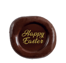 Dark chocolate printed Happy Easter plaques box of 96 44x40mm by Home Chocolate Factory - professional pastry and chocolate equipment
