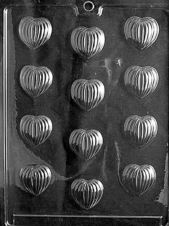Grooved Hearts Chocolate Mould by Home Chocolate Factory - professional pastry and chocolate equipment