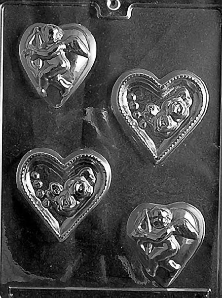 Hearts with Rose / Cupid Chocolate Mould by Home Chocolate Factory - professional pastry and chocolate equipment